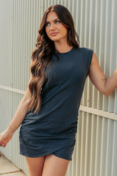 Stubborn Love Cap Sleeve Knit Mini Dress (Graphite)