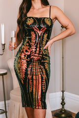 Shimmering Love Iridescent Sequin Midi Dress (Black Multi)