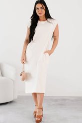 Sundays In Bed Sleeveless Midi Dress (Ivory)