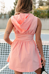 Escaping The Shadows Hooded Mini Dress (Pink)