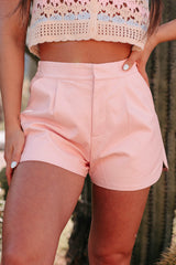 The Bigger Picture Faux Leather Shorts (Light Pink)