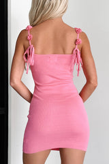 Sweet Sound Of Spring Rose Strap Mini Dress (Pink)