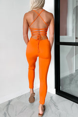 Time To Walk Away Lace-Up Back Jumpsuit (Orange)