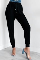 Coveted Comfort Ribbed Knit Joggers (Black)