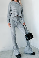 Drowsy Darling Sweater Knit Two-Piece Set (Heather Grey)