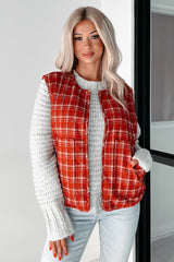 Fireside Chats Quilted Plaid Vest (Red Plaid)