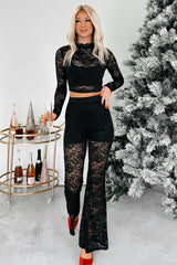 Sultry Smiles Lace Two-Piece Set (Black)