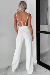 I Promise You Forever Rhinestone Mesh Jumpsuit (White)