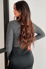 Kaelin Long Sleeve Surplice Bodysuit (Charcoal)
