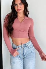 Smiles For Miles Half-Zip Long Sleeve Top (Rose)