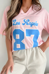 Fashionably Sporty Jersey Top (Baby Pink)