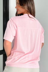 Fashionably Sporty Jersey Top (Baby Pink)