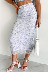 Petal Perfect Moments Floral Mesh Long Skirt (Purple)