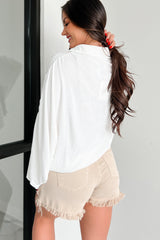 Reina Collared Plisse Top (White)