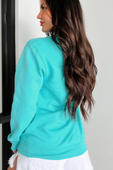 Suitably Sunkissed Embroidered Sweatshirt (Teal)