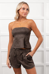 Let Love Rule Peplum Top Two Piece Set (Ash)