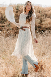Spirit Dances Sheer Lace Midi Layering Dress (Ecru)
