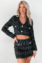 Mergers & Acquisitions Tweed Crop Blazer (Black)
