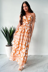 Honolulu Happy Hour Floral Maxi Dress (Apricot)