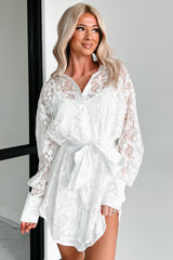 Slice Of Heaven Lace Shirt Dress (White)