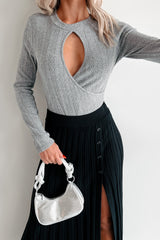 Yennifer Long Sleeve Keyhole Bodysuit (Heather Grey)