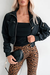 Downtown Living Shirred Pocket Detail Jacket (Black)