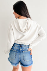 Living In Peace Cropped Hoodie (Chalk)