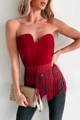 Diva On Duty Asymmetric Fringe Top (Burgundy)