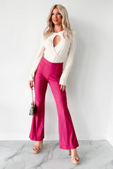 Yennifer Long Sleeve Keyhole Bodysuit (Cream)