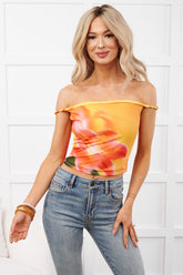 Easy Mood Sleeveless Cowl Crop Top (Orange/Multi)