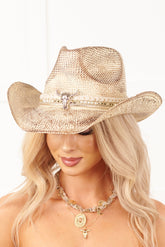 Western Whisper Faux Snakeskin Cowboy Hat (Brown)