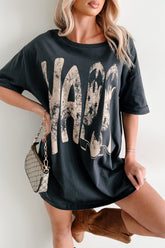 Kickin' It, Y'all Cowgirl Boot Graphic T-Shirt (Charcoal)