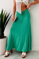 For My Darling Ruched Front Maxi Skirt (Green)