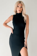 Made For You Mock Neck Sleeveless Maxi Dress (Black)