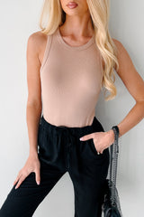 Simple is Sweet Ribbed Sleeveless Bodysuit (Tan)