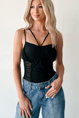 Wild & Weightless Ruched Mesh Bodysuit (Black)