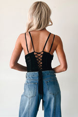 Wild & Weightless Ruched Mesh Bodysuit (Black)