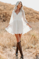 Ethereal Aura Dotted Mesh Mini Dress (Cream)