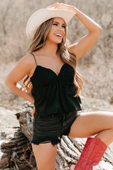 Tangled In You Crochet Bubble Tank (Black)