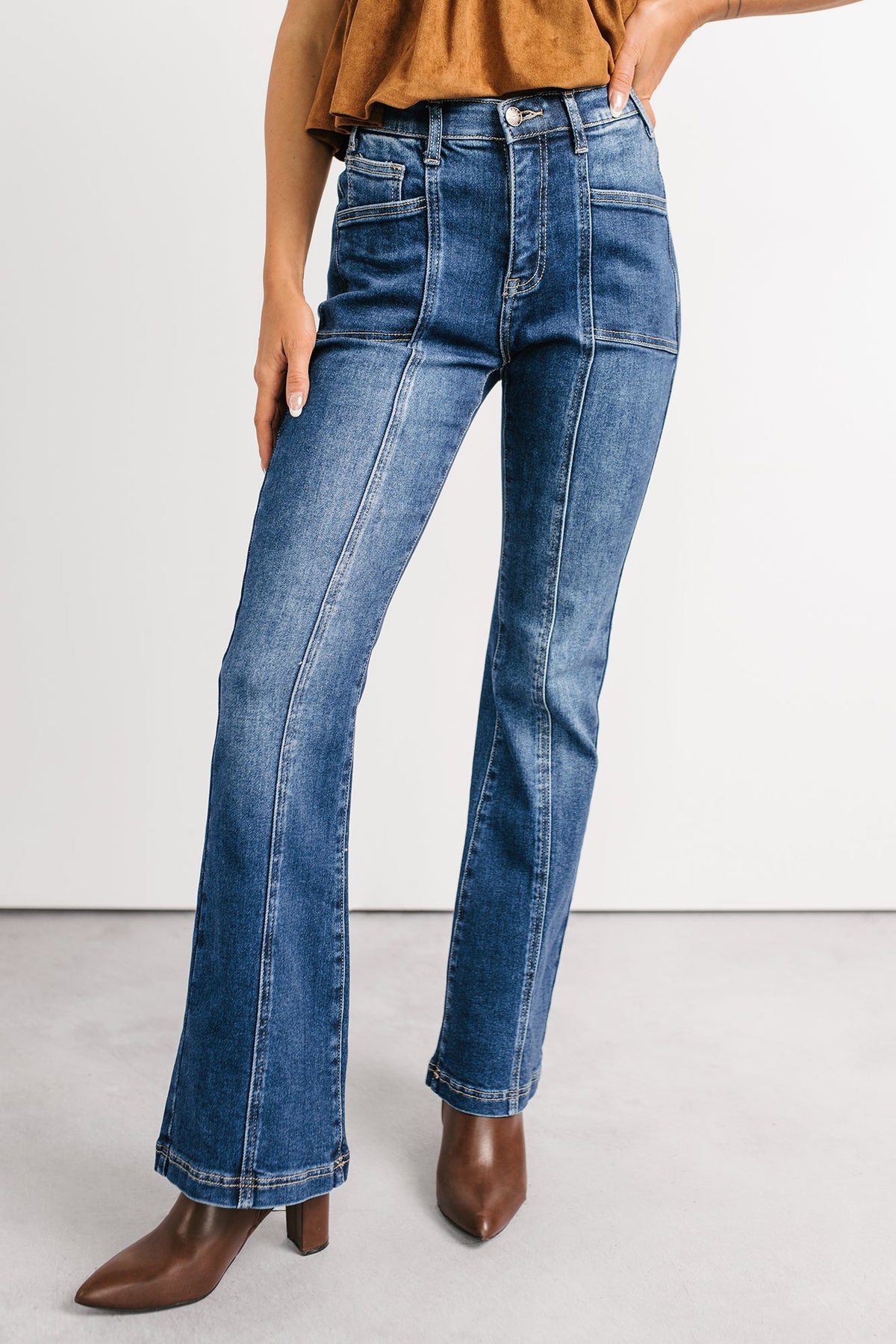 Alvin Tummy Control Boot-Cut Saige Denim Jeans (Dark)