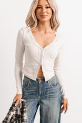 Sweet Words Lace Trim Papermoon Top (Heather Grey)