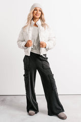 Winter Blooms Floral Puffer Jacket (White/Grey)