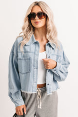 Growing Friendships Lightweight Denim Crop Jacket (Denim)