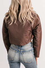 Snow Calls Cropped Bomber Jacket (Espresso)