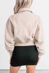 After The Fact Soft Corduroy Collared Zip Up Jacket (Chalk)