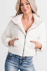 Iced White Chocolate Latte Sherpa Reversible Coat (Ivory)