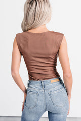 Cross Your Mind Wide Shoulder Straps Bodysuit (Mocha)