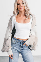 Quiet Day In Argyle Knit Shrug Cardigan (Oatmeal)