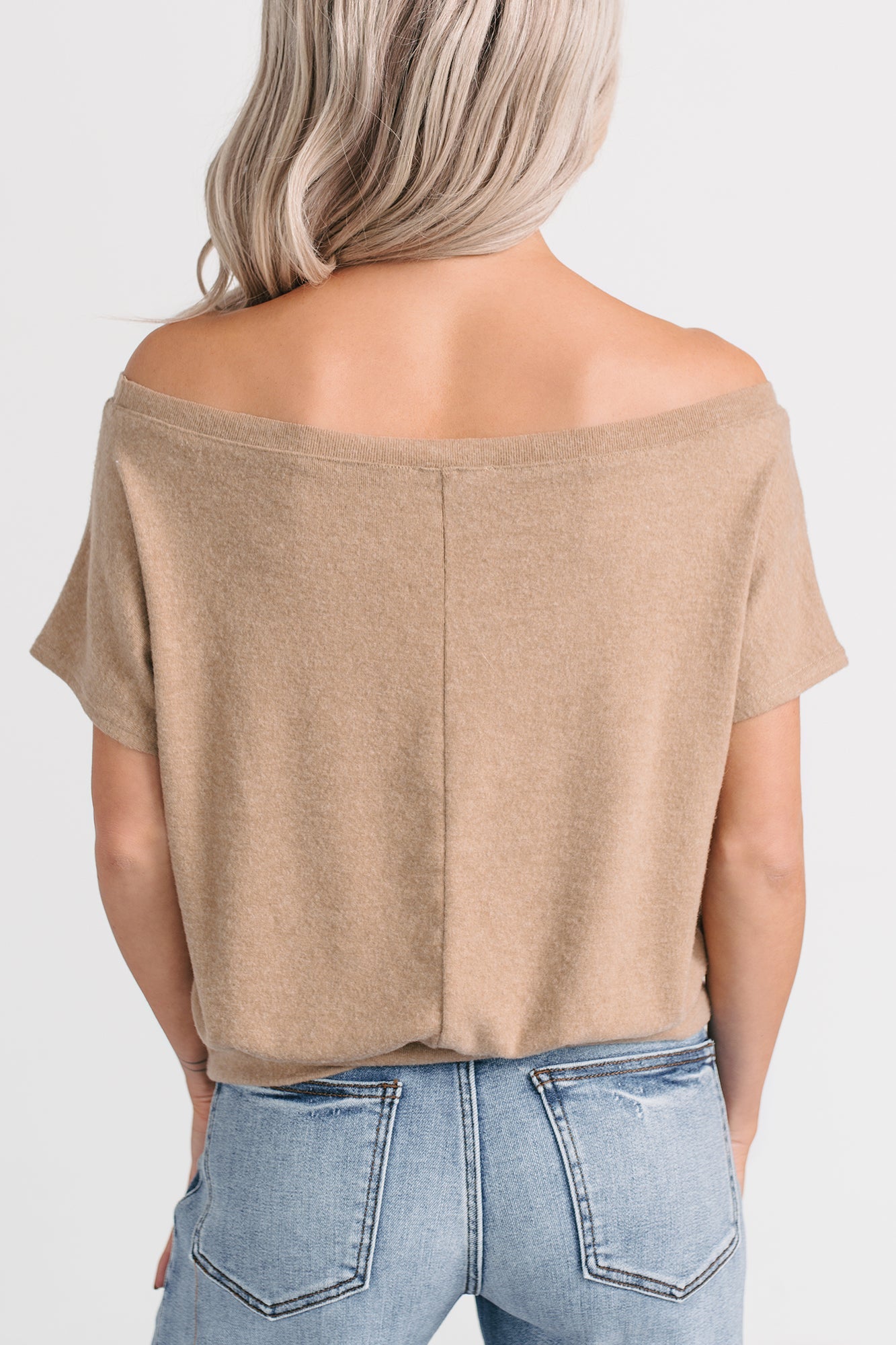 Meet Me There One Shoulder Short Sleeve Top (Taupe)