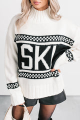 Ski You Later Graphic Mock Neck Sweater (Off White)